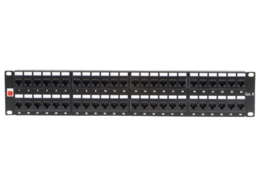 Lindy 19" CAT6 2U 48 Port RJ-45 Patch Panel, Unshielded, Black | 12754 Patch Panels Lindy