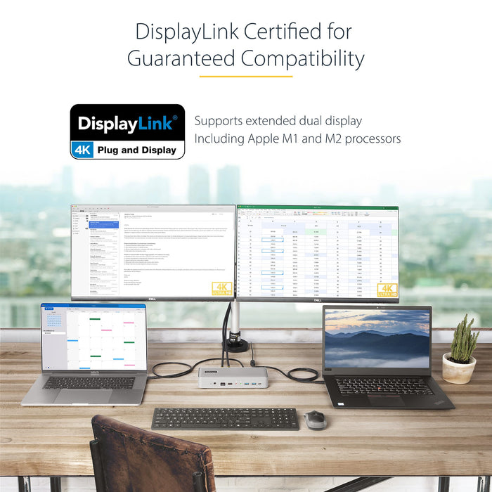 StarTech Dual-Laptop USB-C KVM Docking Station, Dual Monitor 4K 60Hz DisplayPort Dock | 129UE-USBC-KVM-DOCK