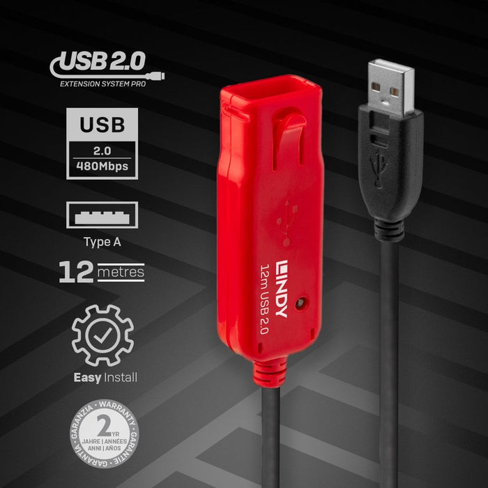 Lindy 12m USB 2.0 Active Extension Pro | 42782 USB Cable Lindy