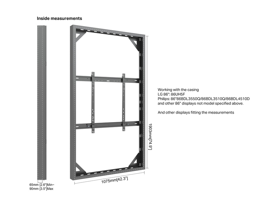 Multibrackets M Pro Series Enclosure 86" Wall Large Black Signage Display Enclosures Multibrackets