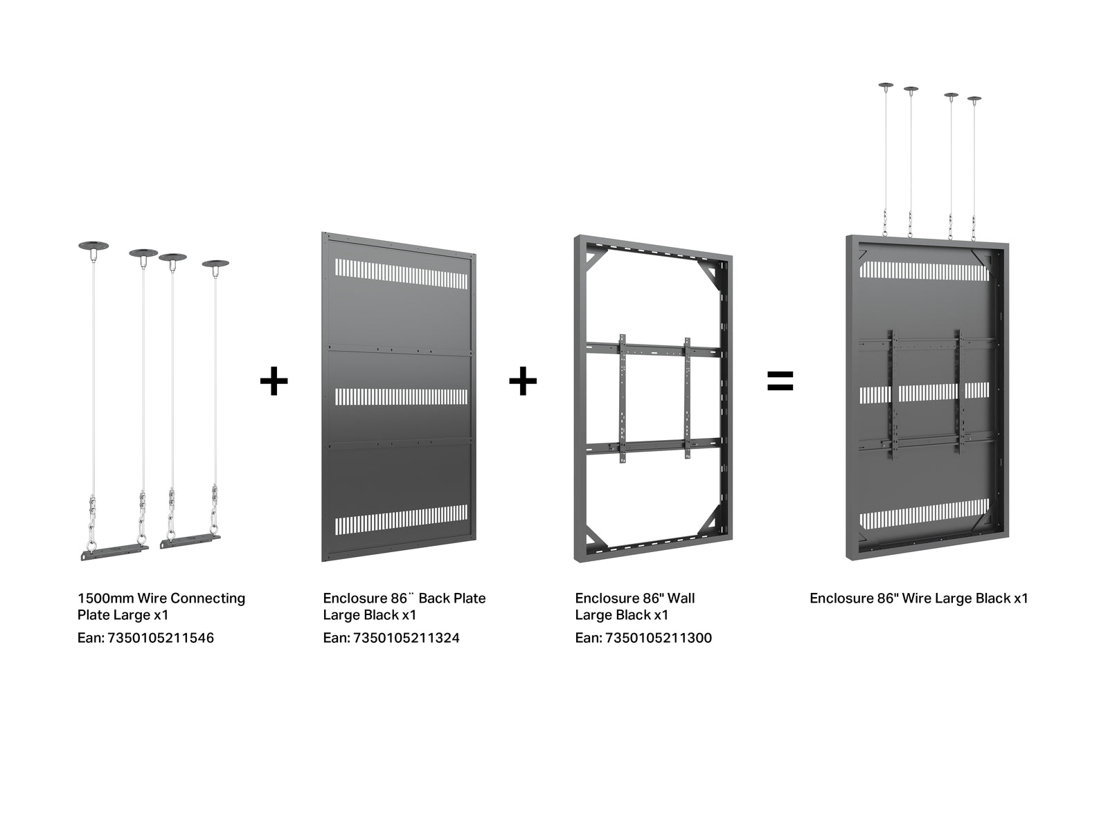 Multibrackets M Pro Series Enclosure 86" Wall Large Black Signage Display Enclosures Multibrackets