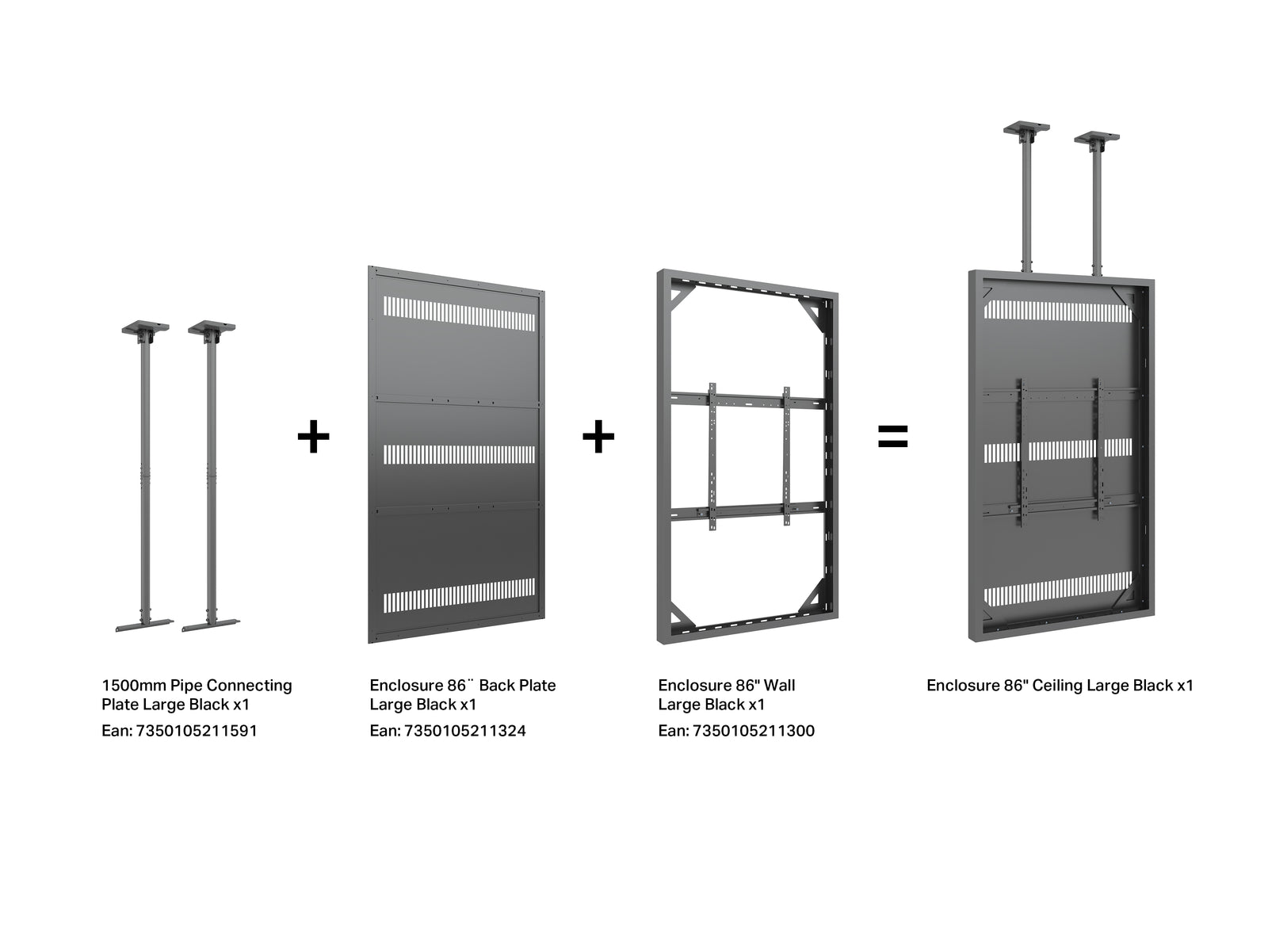 Multibrackets M Pro Series Enclosure 86" Wall Large Black Signage Display Enclosures Multibrackets