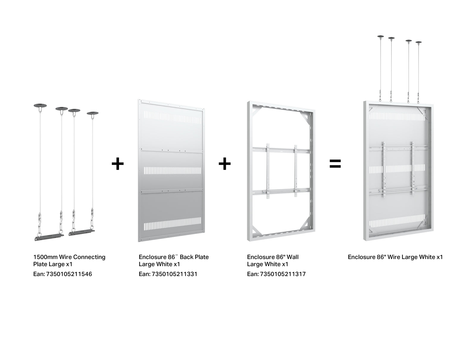Multibrackets M Pro Series Enclosure 86" Wall Large White Signage Display Enclosures Multibrackets