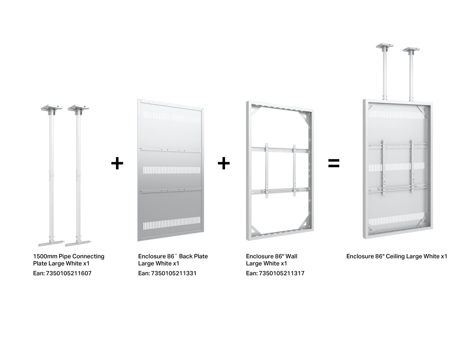 Multibrackets M Pro Series Enclosure 86" Wall Large White Signage Display Enclosures Multibrackets