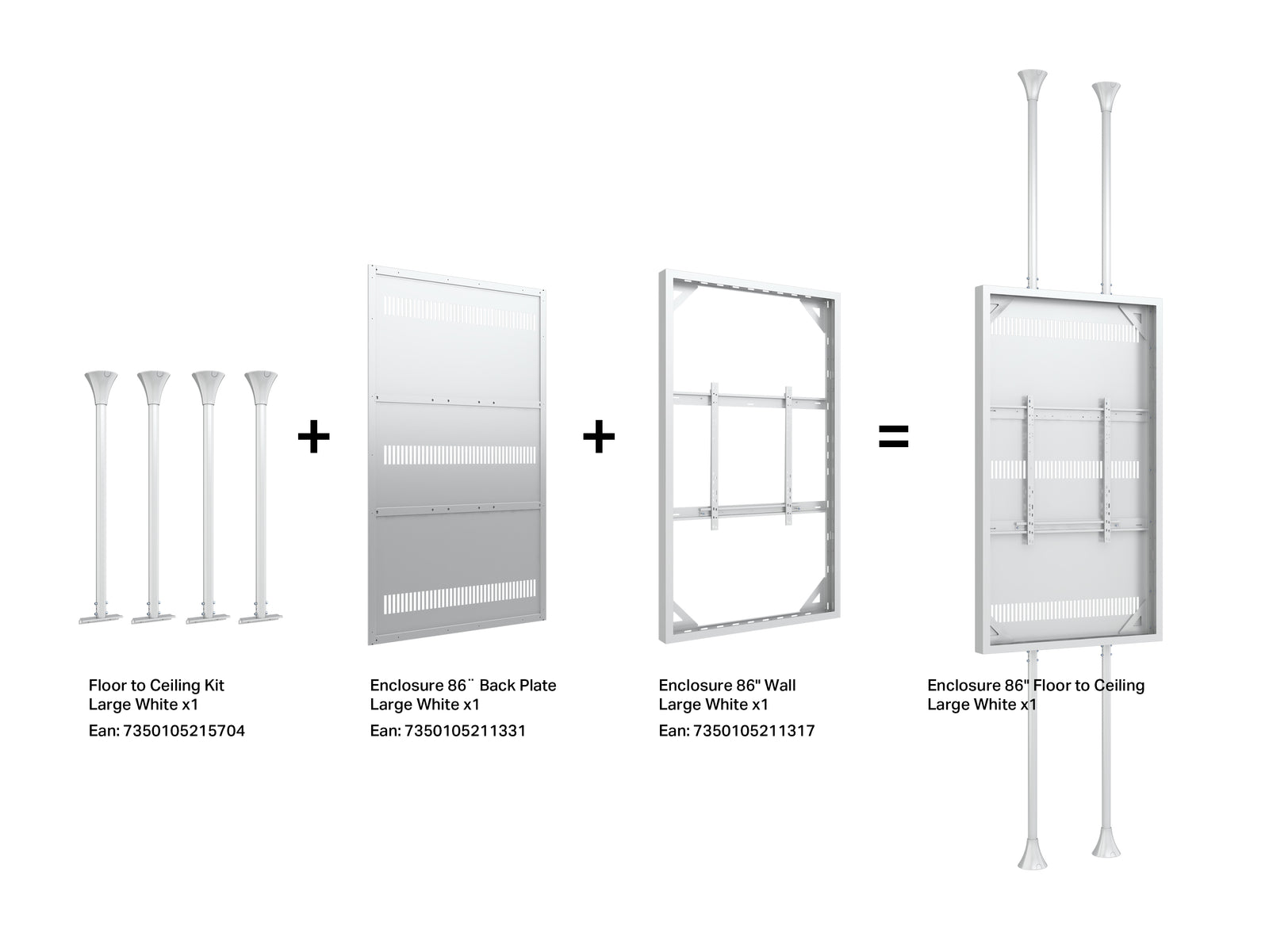 Multibrackets M Pro Series Enclosure 86" Wall Large White Signage Display Enclosures Multibrackets