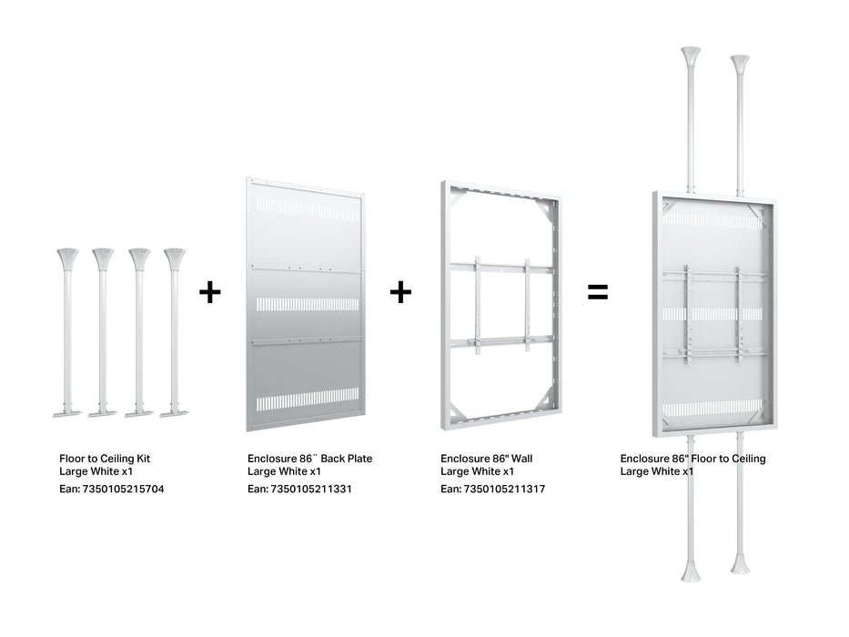 Multibrackets M Pro Series Enclosure 86" Wall Large White Signage Display Enclosures Multibrackets