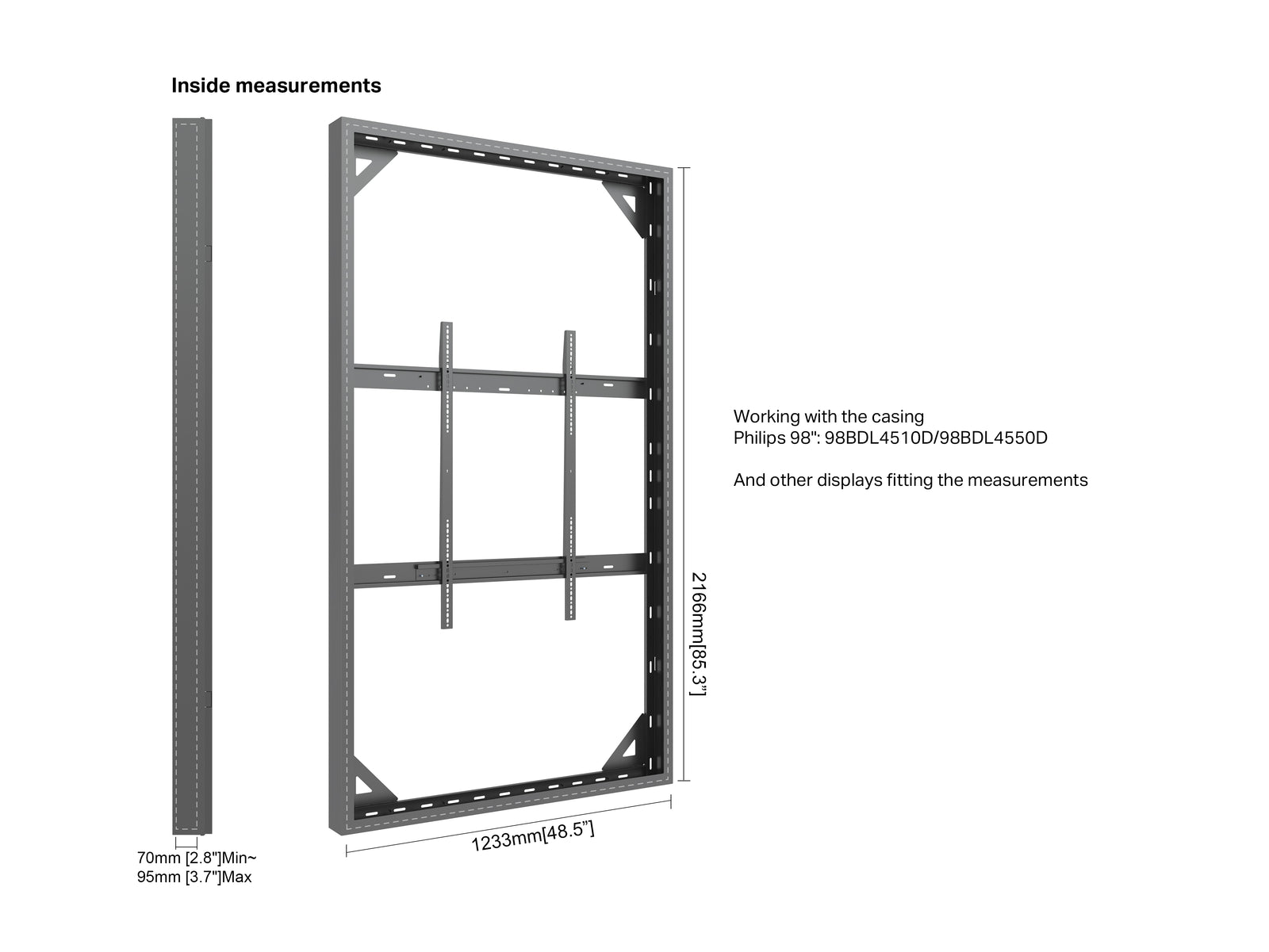 Multibrackets M Pro Series Enclosure 98" Wall Large Black Signage Display Enclosures Multibrackets