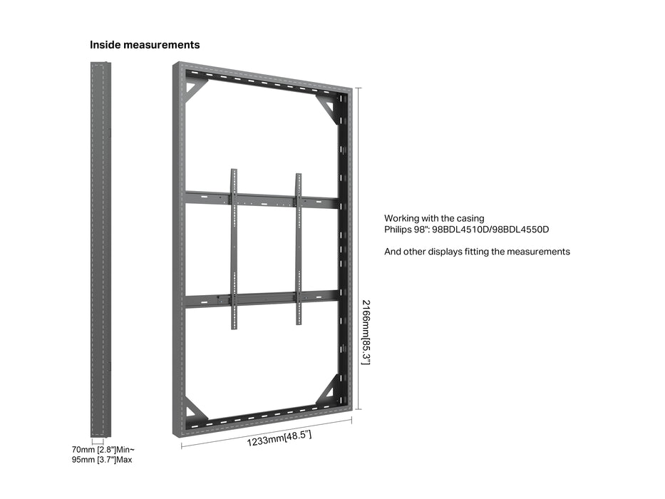 Multibrackets M Pro Series Enclosure 98" Wall Large Black Signage Display Enclosures Multibrackets