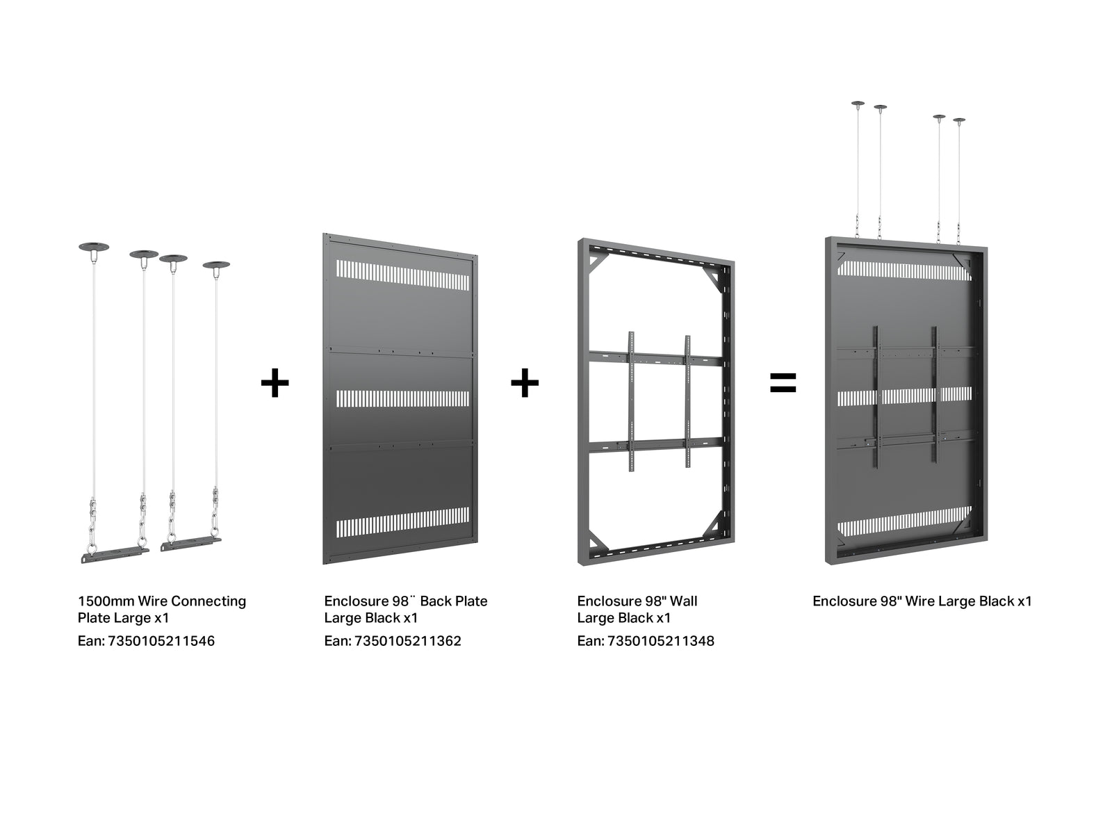 Multibrackets M Pro Series Enclosure 98" Wall Large Black Signage Display Enclosures Multibrackets