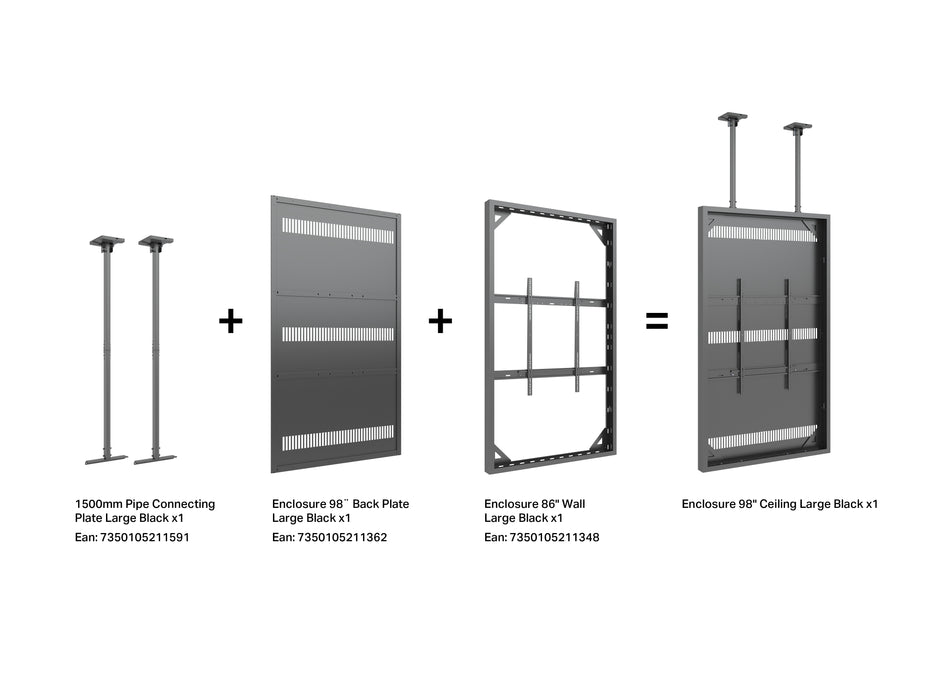 Multibrackets M Pro Series Enclosure 98" Wall Large Black Signage Display Enclosures Multibrackets