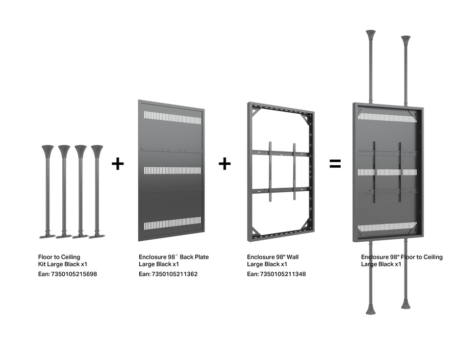 Multibrackets M Pro Series Enclosure 98" Wall Large Black Signage Display Enclosures Multibrackets