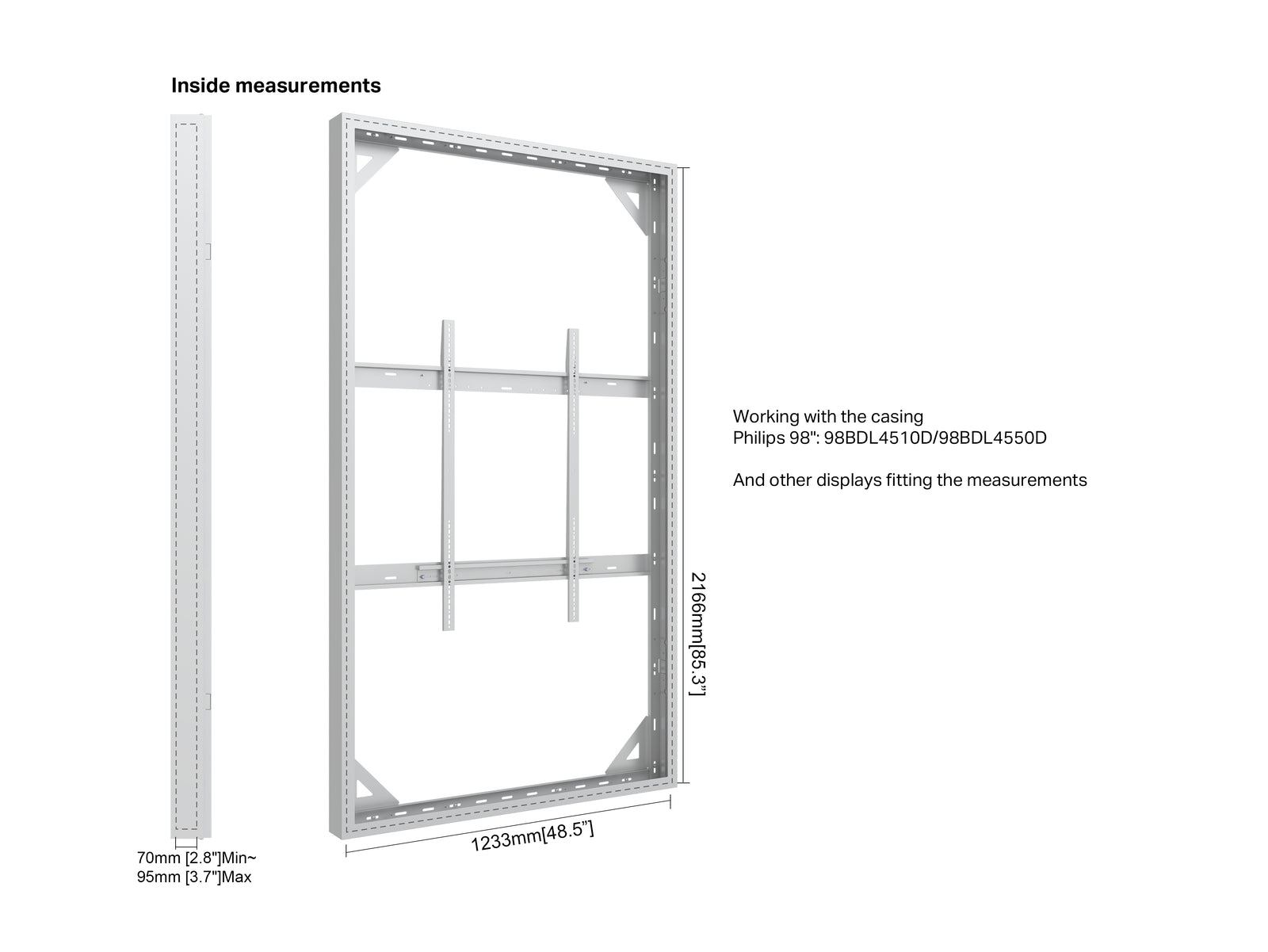 Multibrackets M Pro Series Enclosure 98" Wall Large White Signage Display Enclosures Multibrackets