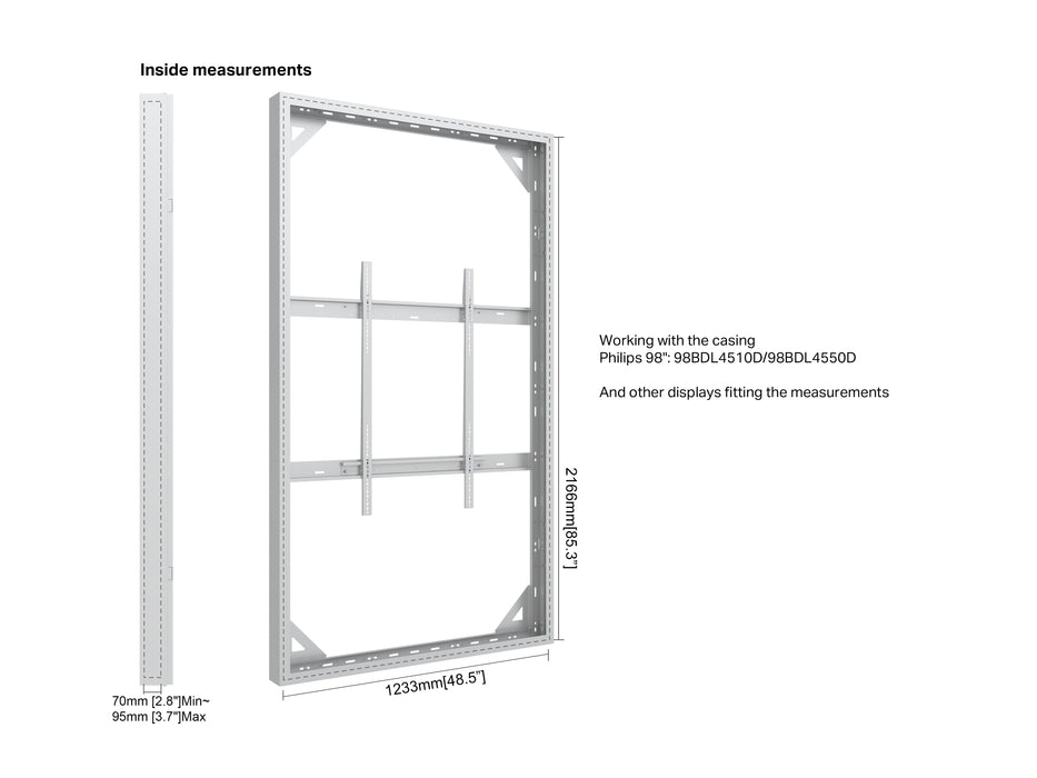 Multibrackets M Pro Series Enclosure 98" Wall Large White Signage Display Enclosures Multibrackets