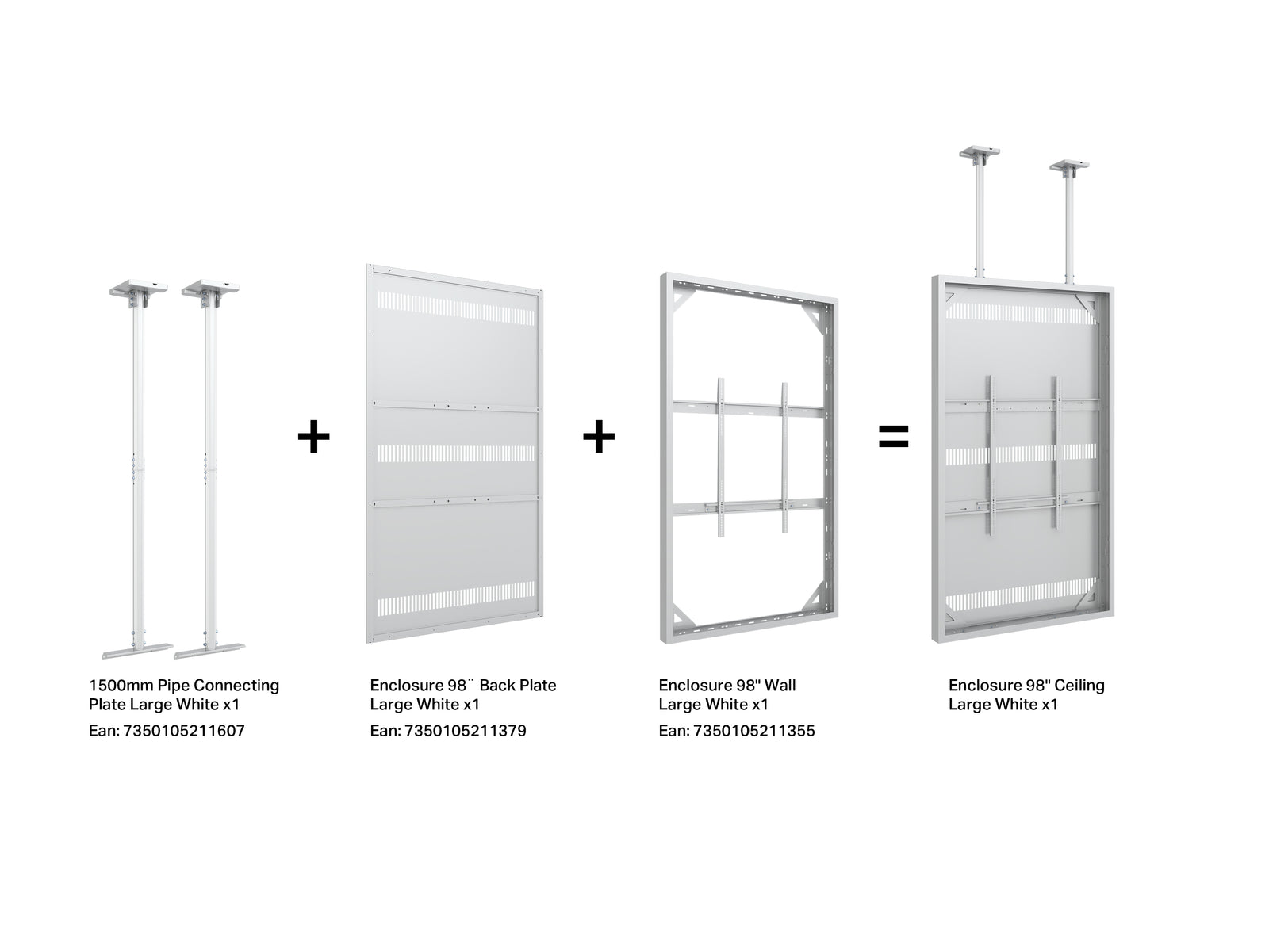 Multibrackets M Pro Series Enclosure 98" Wall Large White Signage Display Enclosures Multibrackets