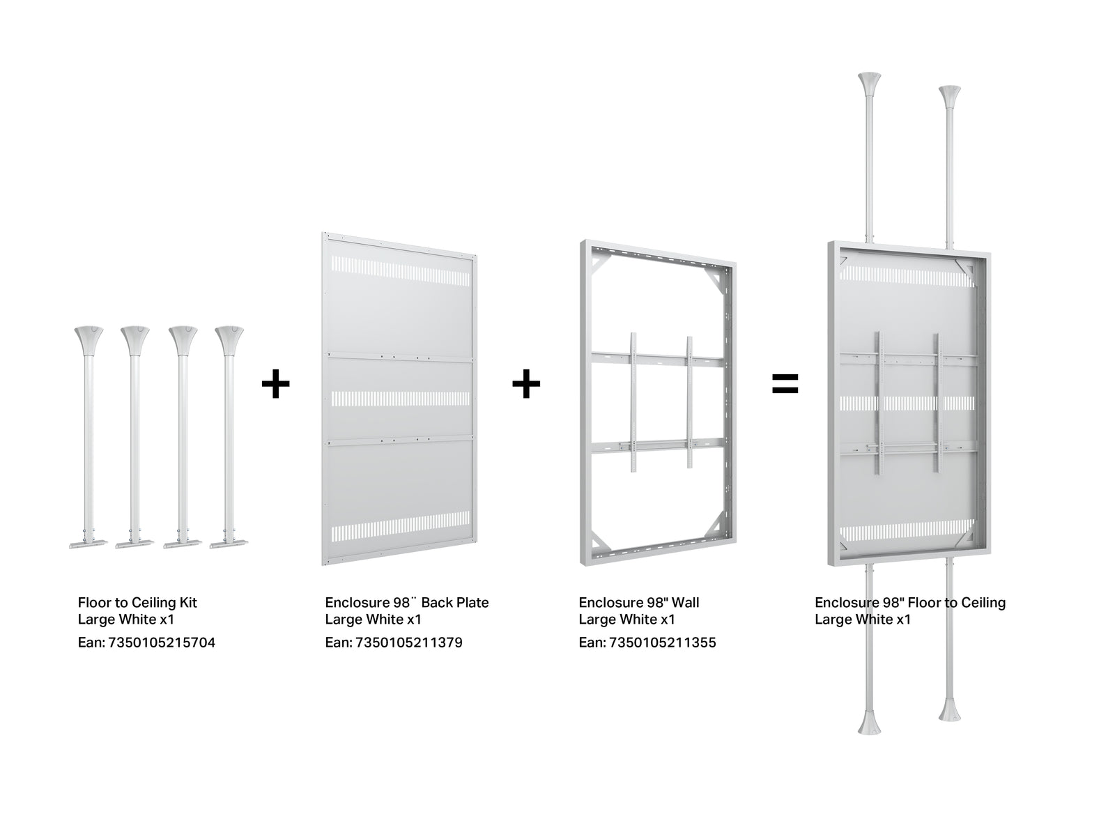 Multibrackets M Pro Series Enclosure 98" Wall Large White Signage Display Enclosures Multibrackets