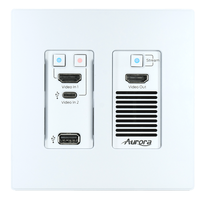 Aurora Multimedia VPX-TC1-WP2-Pro-W 4K60 4:4:4 1Gbps AV over IP Wall Plate Transceiver - White AV Extender Aurora