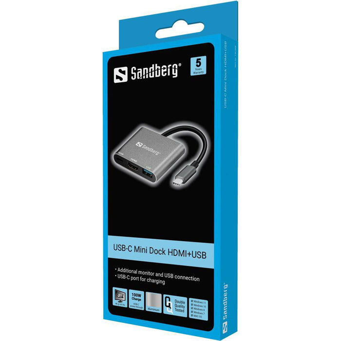Sandberg USB-C Mini Dock HDMI+USB | 136-00 USB Graphics Adapter Sandberg