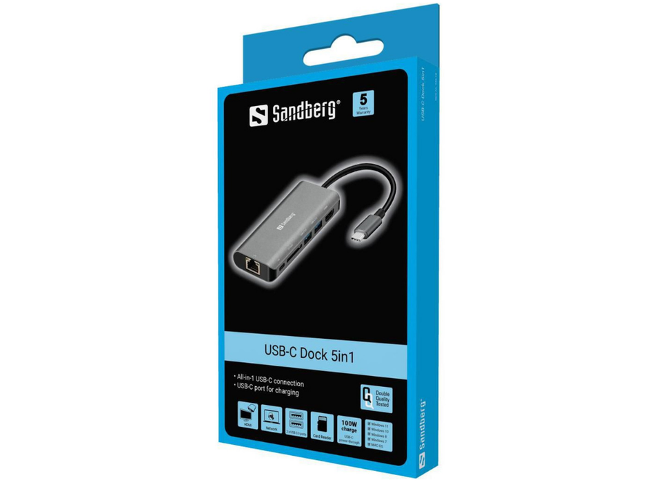 Sandberg USB-C Dock HDMI ,LAN, SD, USB | 136-18