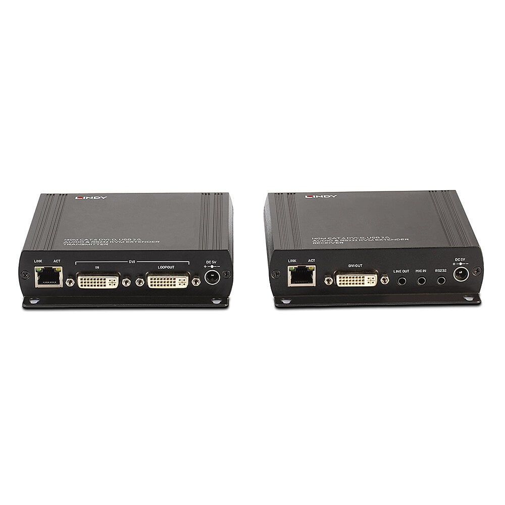 Lindy 140m Cat.6 DVI-D, USB, Audio & RS-232 KVM Extender | 39245 AV Extender Lindy