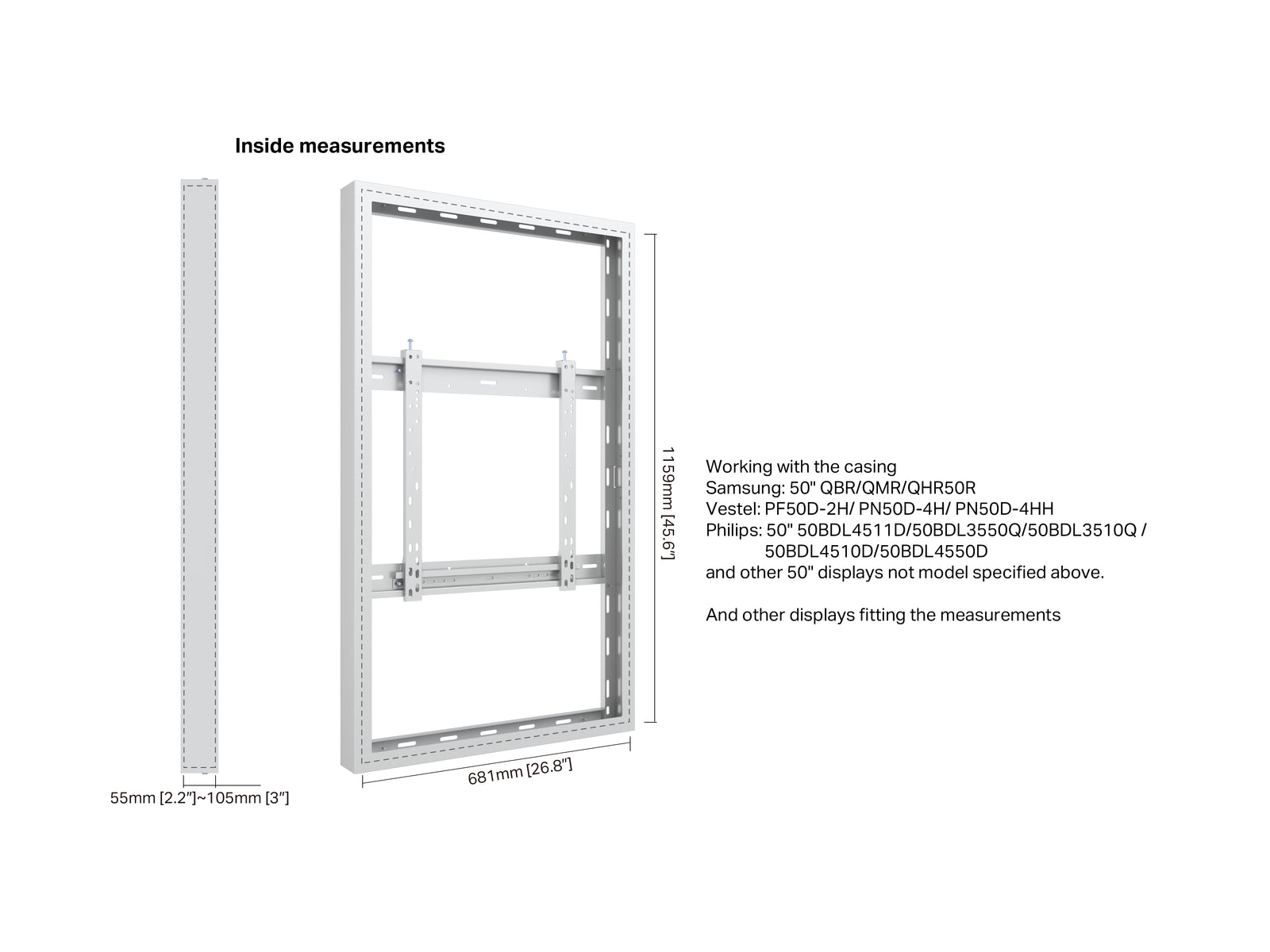 Multibrackets M Pro Series Enclosure 50" Wall Medium White Signage Display Enclosures Multibrackets