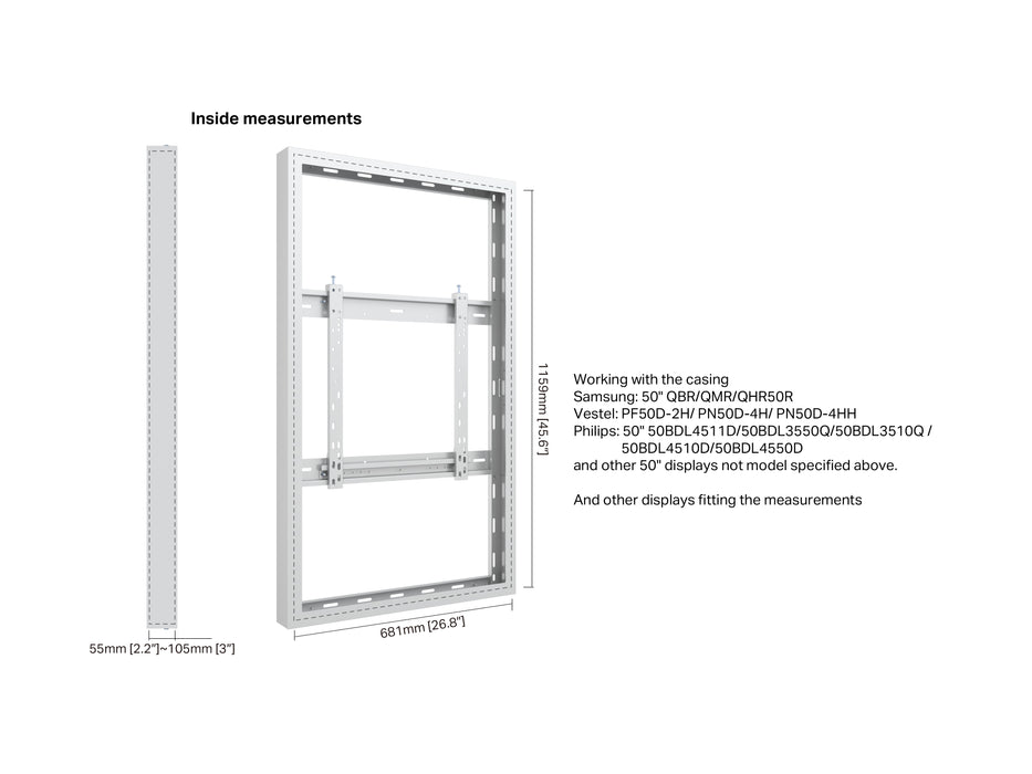 Multibrackets M Pro Series Enclosure 50" Wall Medium White Signage Display Enclosures Multibrackets