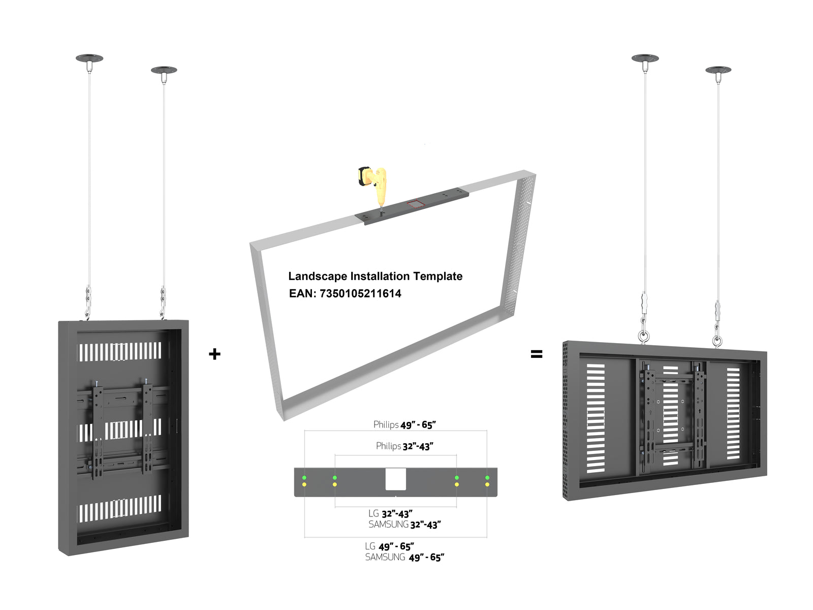 Multibrackets M Pro Series Enclosure 32" Wire Slim Small Black Signage Display Enclosures Multibrackets