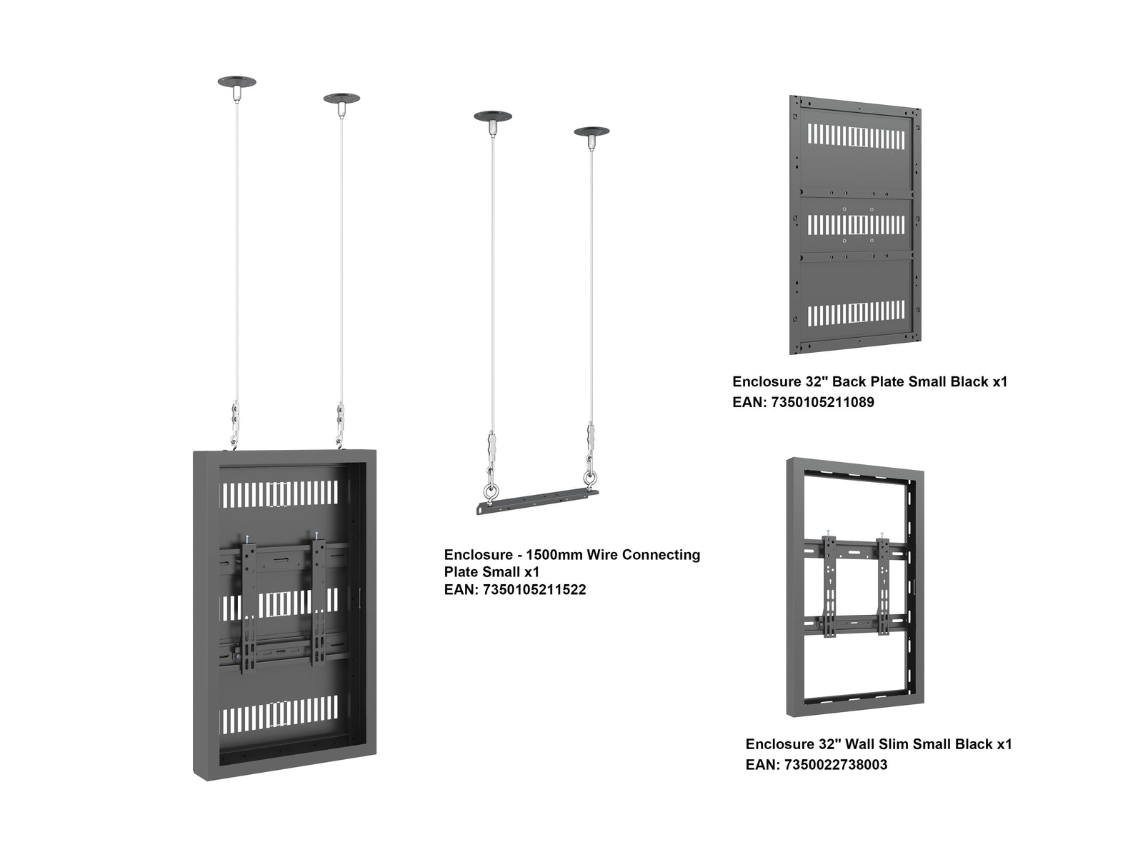 Multibrackets M Pro Series Enclosure 32" Wire Slim Small Black Signage Display Enclosures Multibrackets