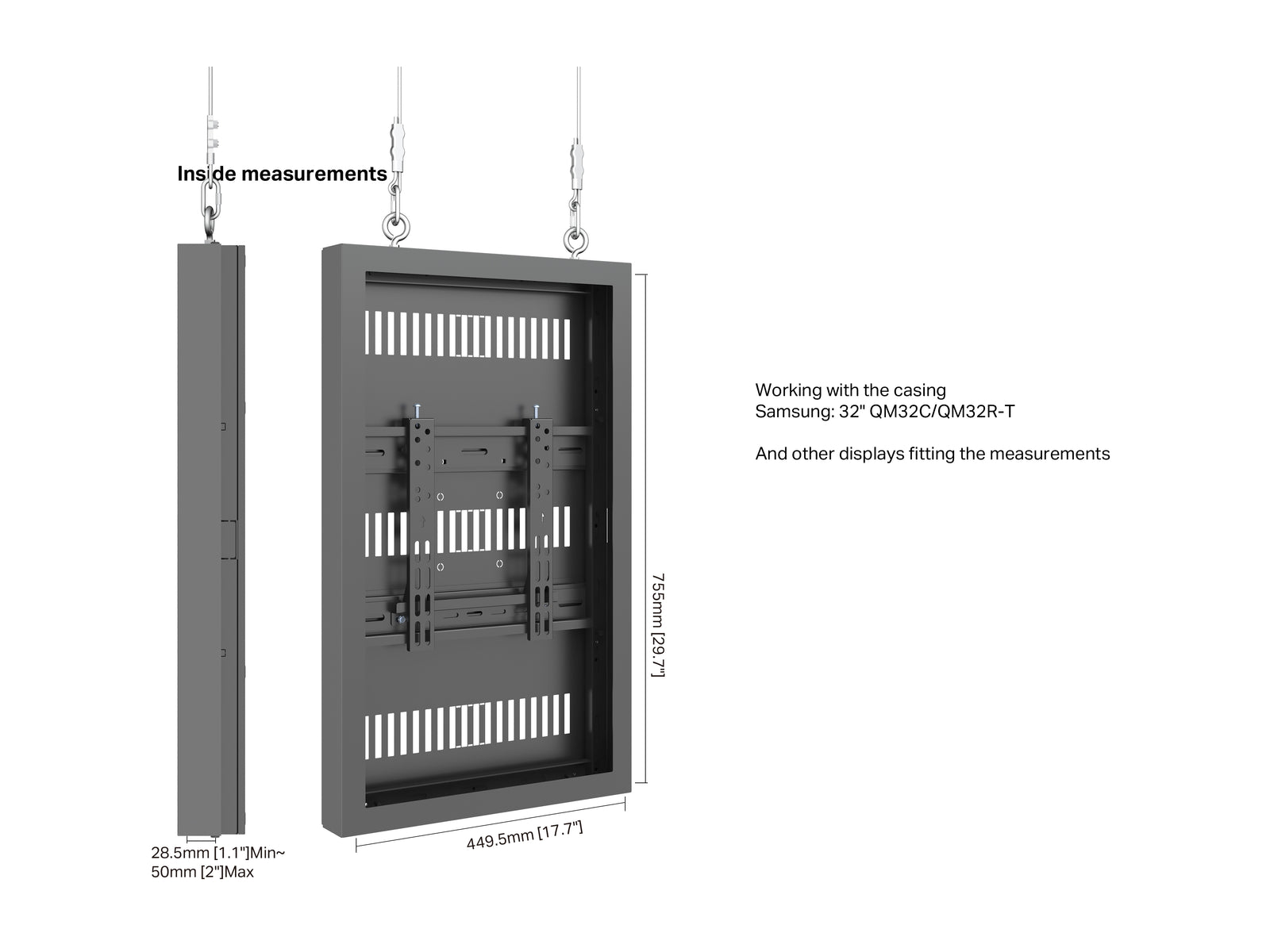 Multibrackets M Pro Series Enclosure 32" Wire Slim Small Black Signage Display Enclosures Multibrackets