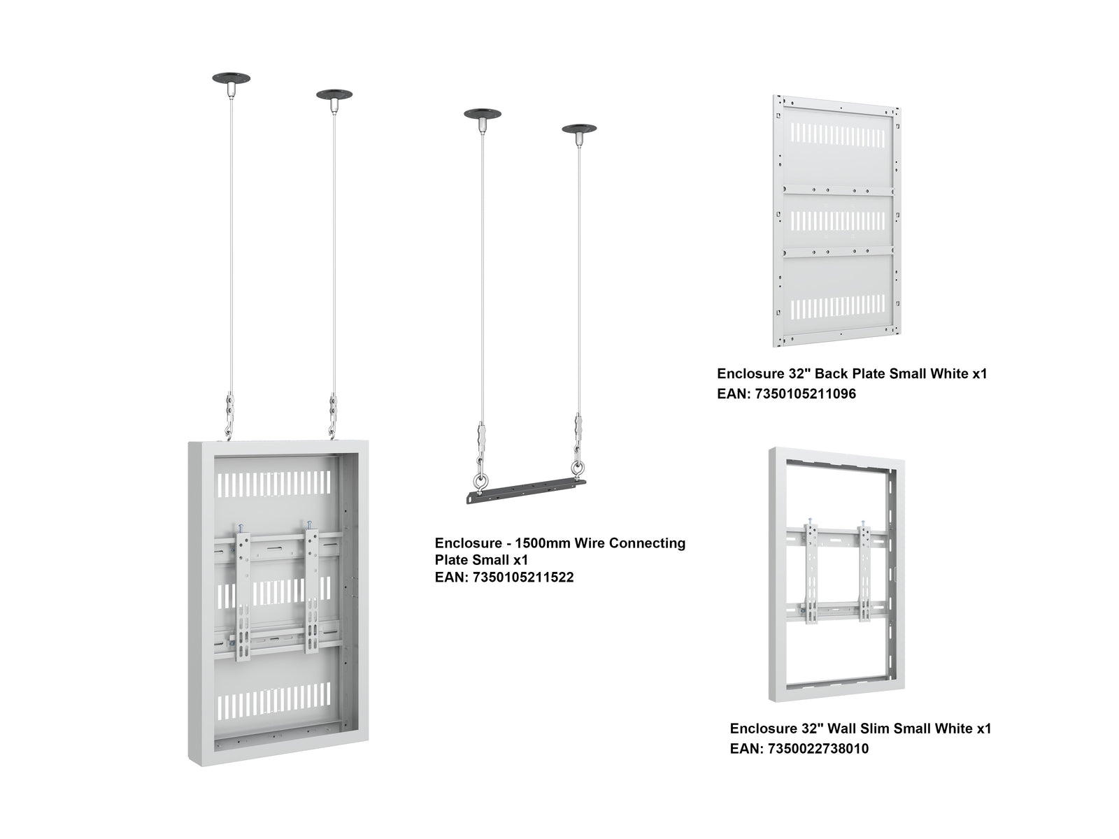 Multibrackets M Pro Series Enclosure 32" Wire Slim Small White Signage Display Enclosures Multibrackets