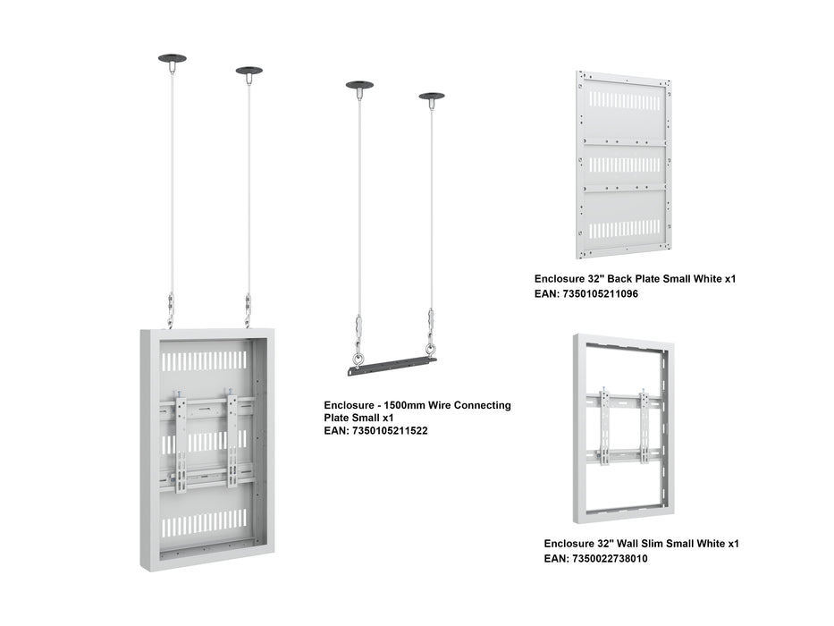Multibrackets M Pro Series Enclosure 32" Wire Slim Small White Signage Display Enclosures Multibrackets