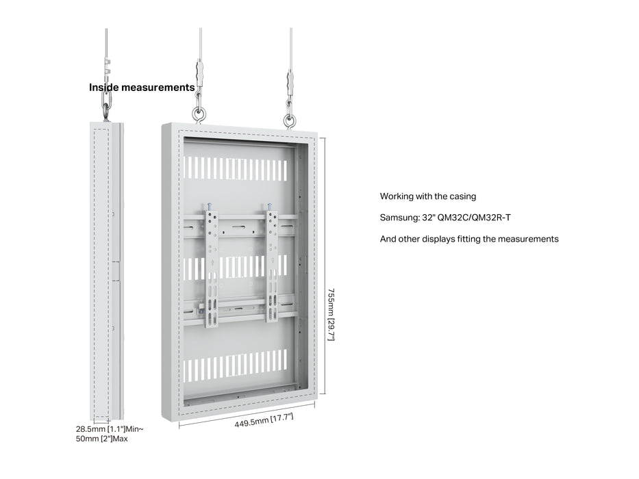Multibrackets M Pro Series Enclosure 32" Wire Slim Small White Signage Display Enclosures Multibrackets