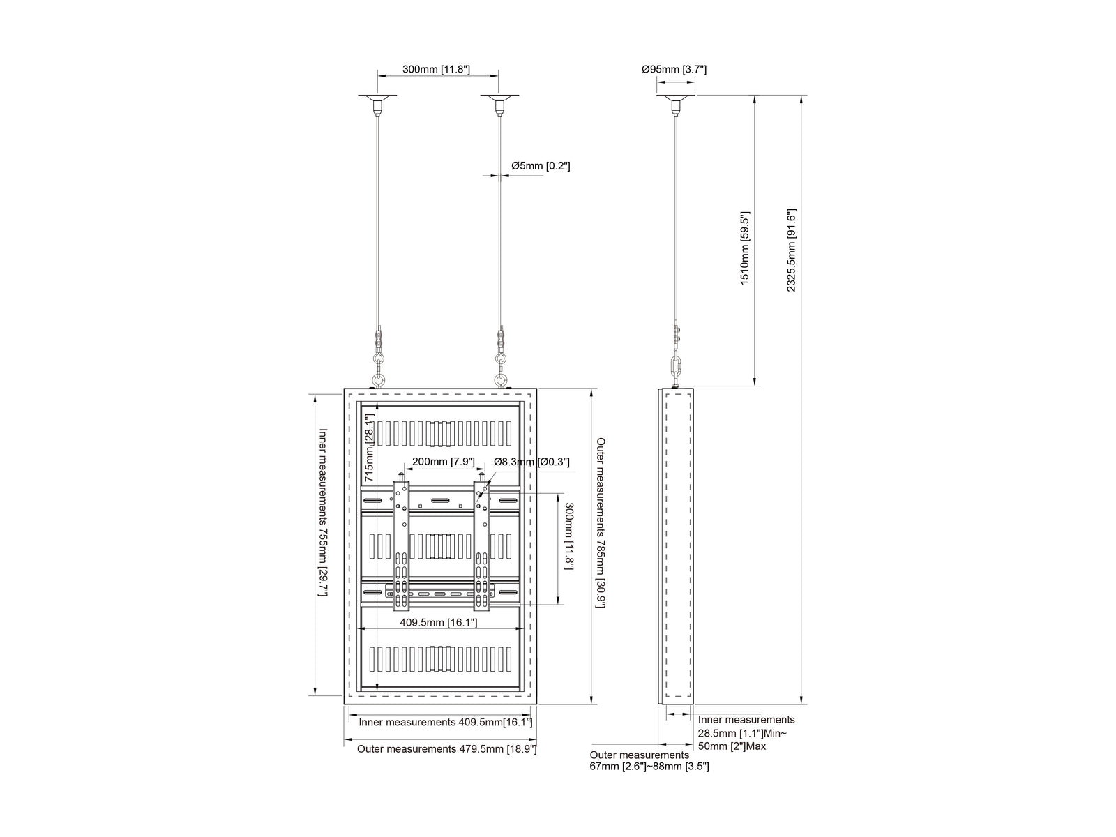 Multibrackets M Pro Series Enclosure 32" Wire Slim Small White Signage Display Enclosures Multibrackets