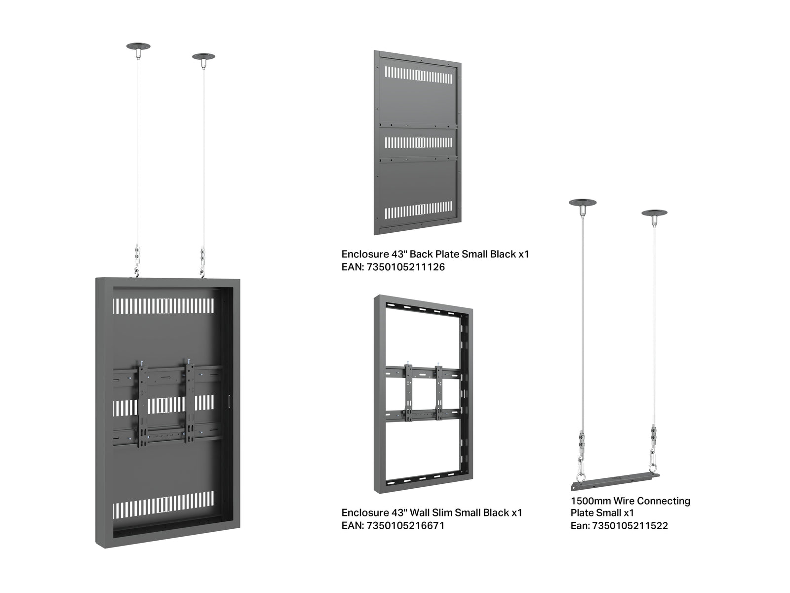 Multibrackets M Pro Series Enclosure 43" Wire Slim Small Black Signage Display Enclosures Multibrackets