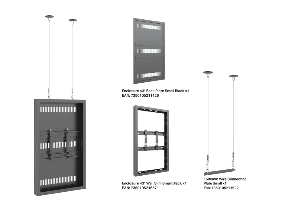 Multibrackets M Pro Series Enclosure 43" Wire Slim Small Black Signage Display Enclosures Multibrackets