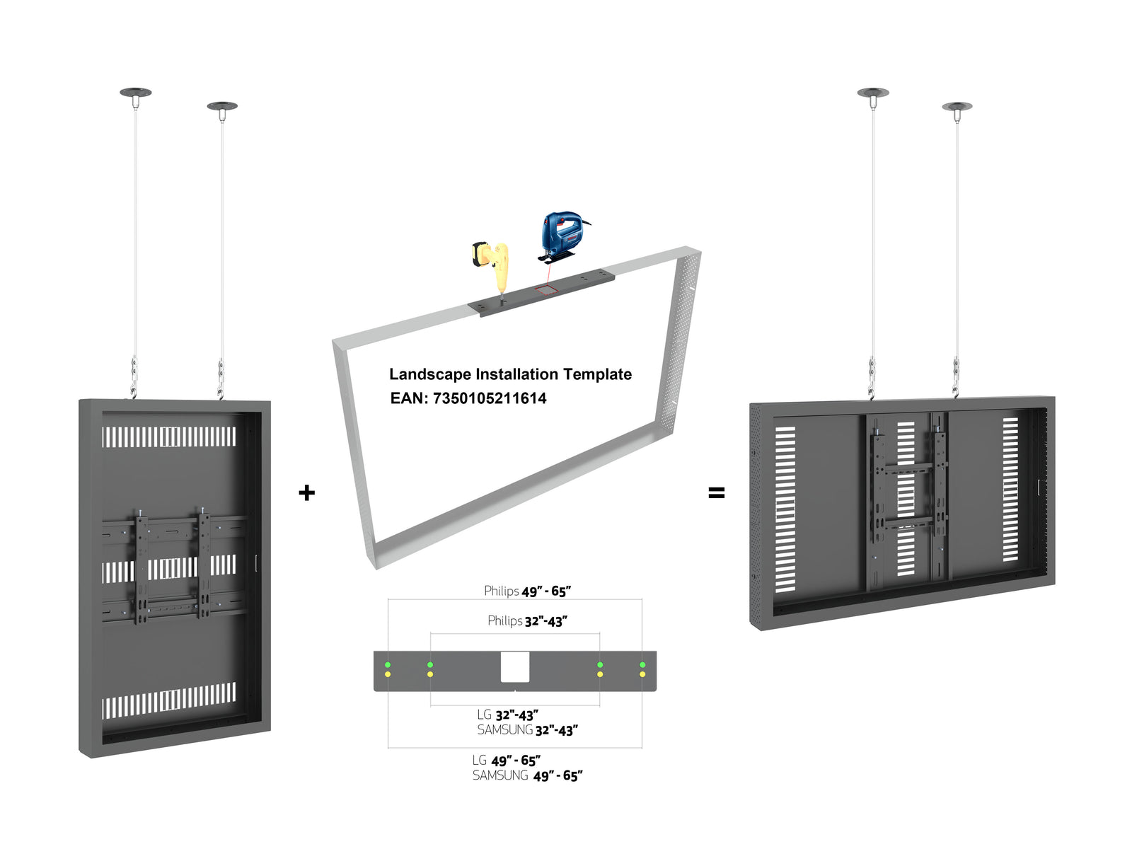 Multibrackets M Pro Series Enclosure 43" Wire Slim Small Black Signage Display Enclosures Multibrackets