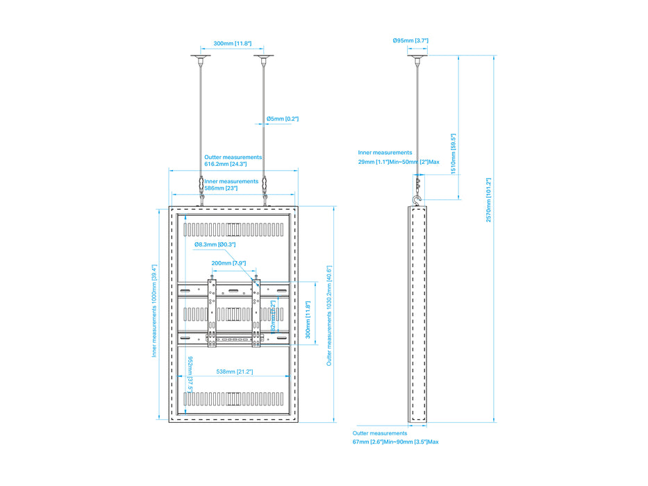 Multibrackets M Pro Series Enclosure 43" Wire Slim Small Black Signage Display Enclosures Multibrackets
