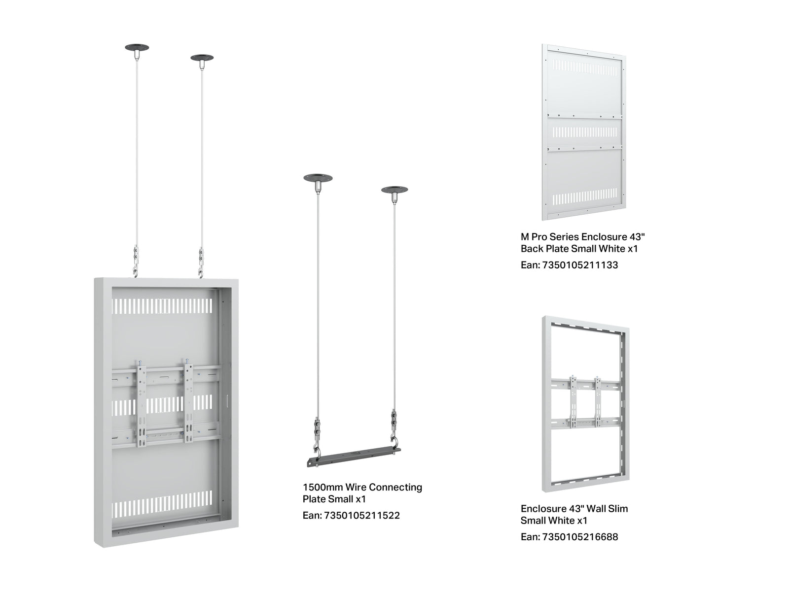 Multibrackets M Pro Series Enclosure 43" Wire Slim Small White | 7340234811465 Signage Display Enclosures Multibrackets