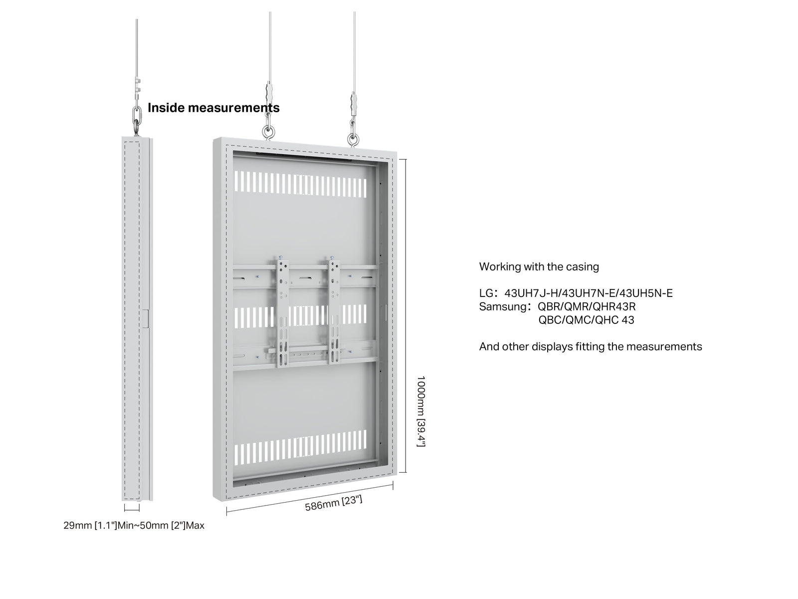 Multibrackets M Pro Series Enclosure 43" Wire Slim Small White | 7340234811465 Signage Display Enclosures Multibrackets