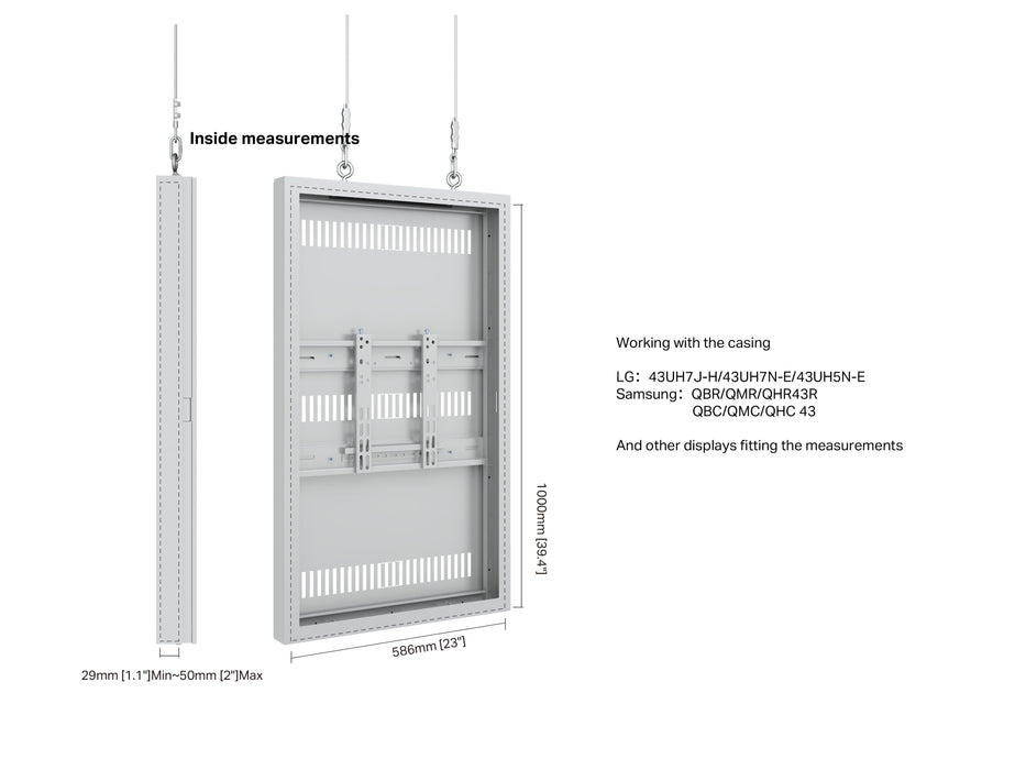 Multibrackets M Pro Series Enclosure 43" Wire Slim Small White Signage Display Enclosures Multibrackets