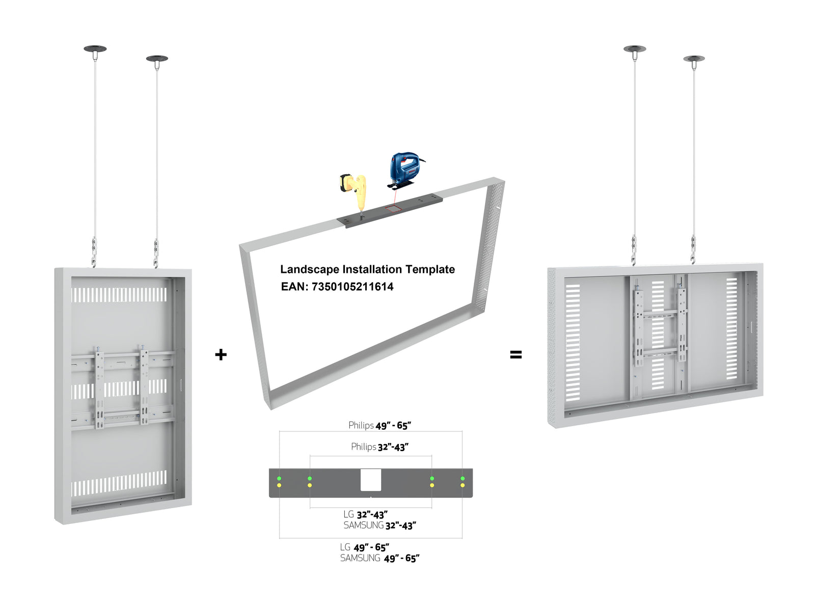 Multibrackets M Pro Series Enclosure 43" Wire Slim Small White | 7340234811465 Signage Display Enclosures Multibrackets