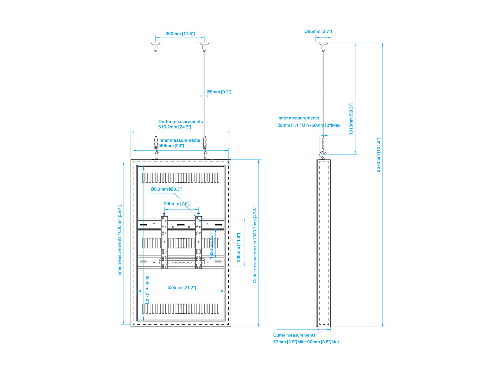 Multibrackets M Pro Series Enclosure 43" Wire Slim Small White | 7340234811465 Signage Display Enclosures Multibrackets