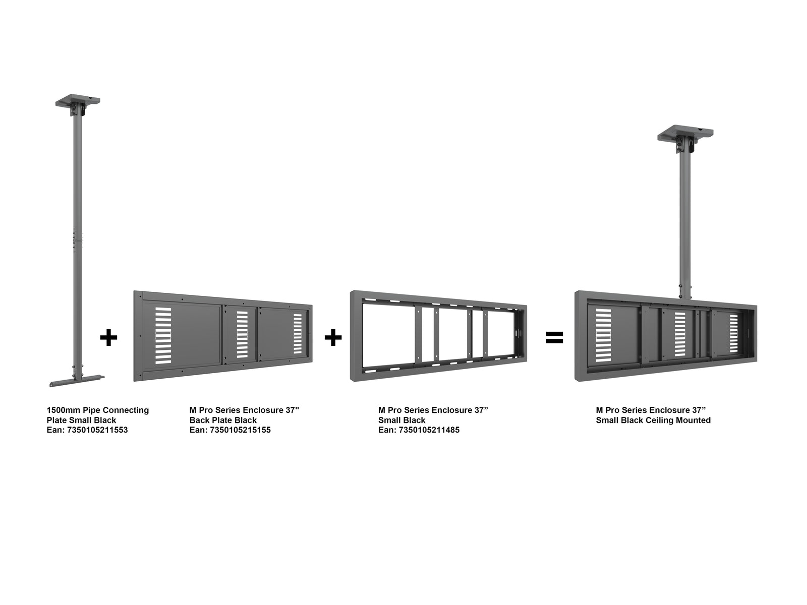 Multibrackets M Pro Series Enclosure 37” Small Black Signage Display Enclosures Multibrackets