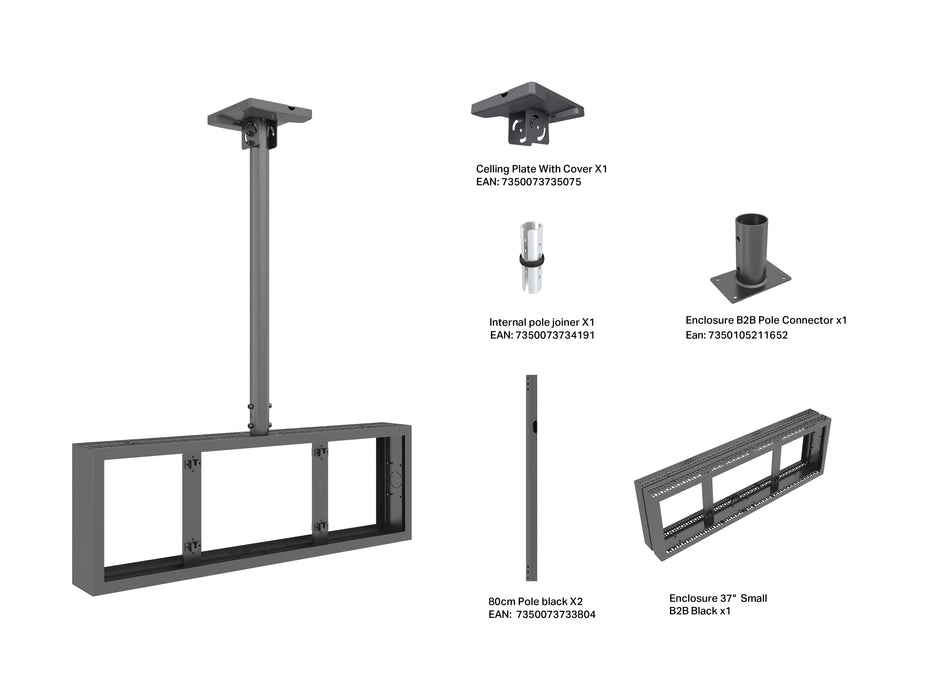 Multibrackets M Pro Series Enclosure 37" Back to Back Mount Black Signage Display Enclosures Multibrackets