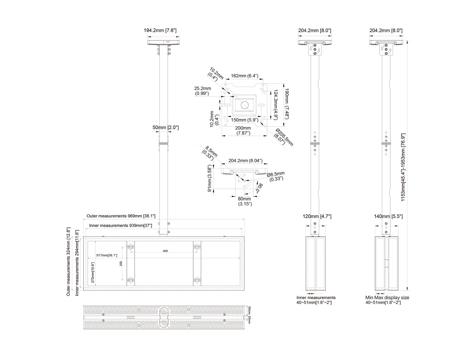 Multibrackets M Pro Series Enclosure 37" Back to Back Mount Black Signage Display Enclosures Multibrackets