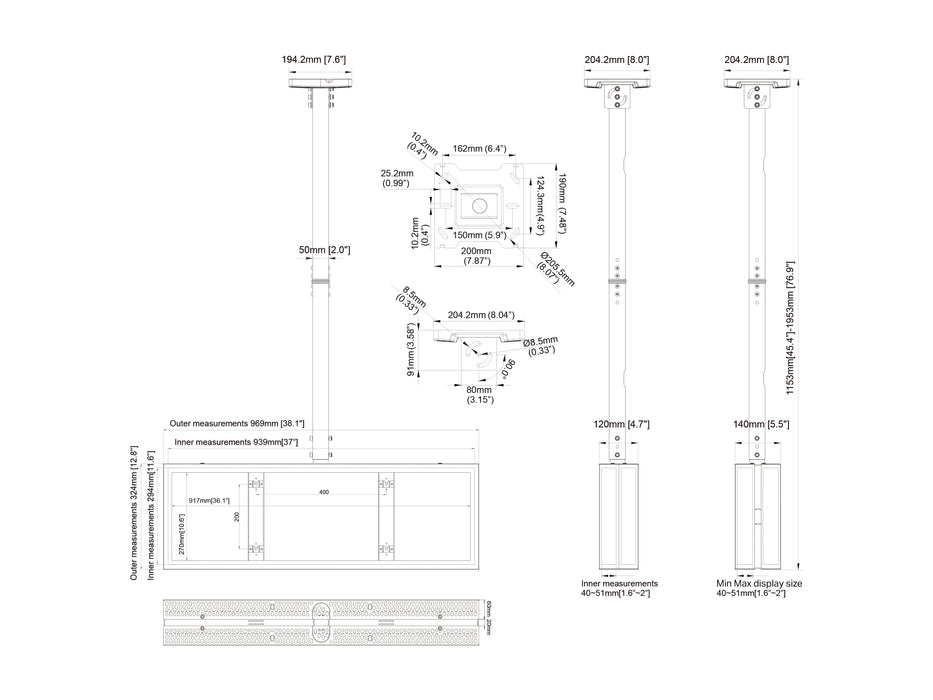 Multibrackets M Pro Series Enclosure 37" Back to Back Mount Black Signage Display Enclosures Multibrackets