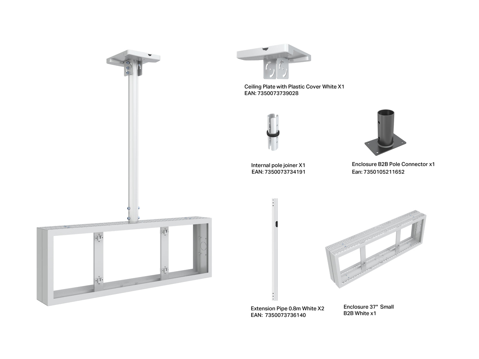 Multibrackets M Pro Series Enclosure 37" Back to Back Mount White Signage Display Enclosures Multibrackets