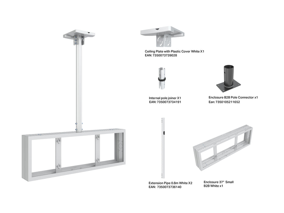 Multibrackets M Pro Series Enclosure 37" Back to Back Mount White Signage Display Enclosures Multibrackets