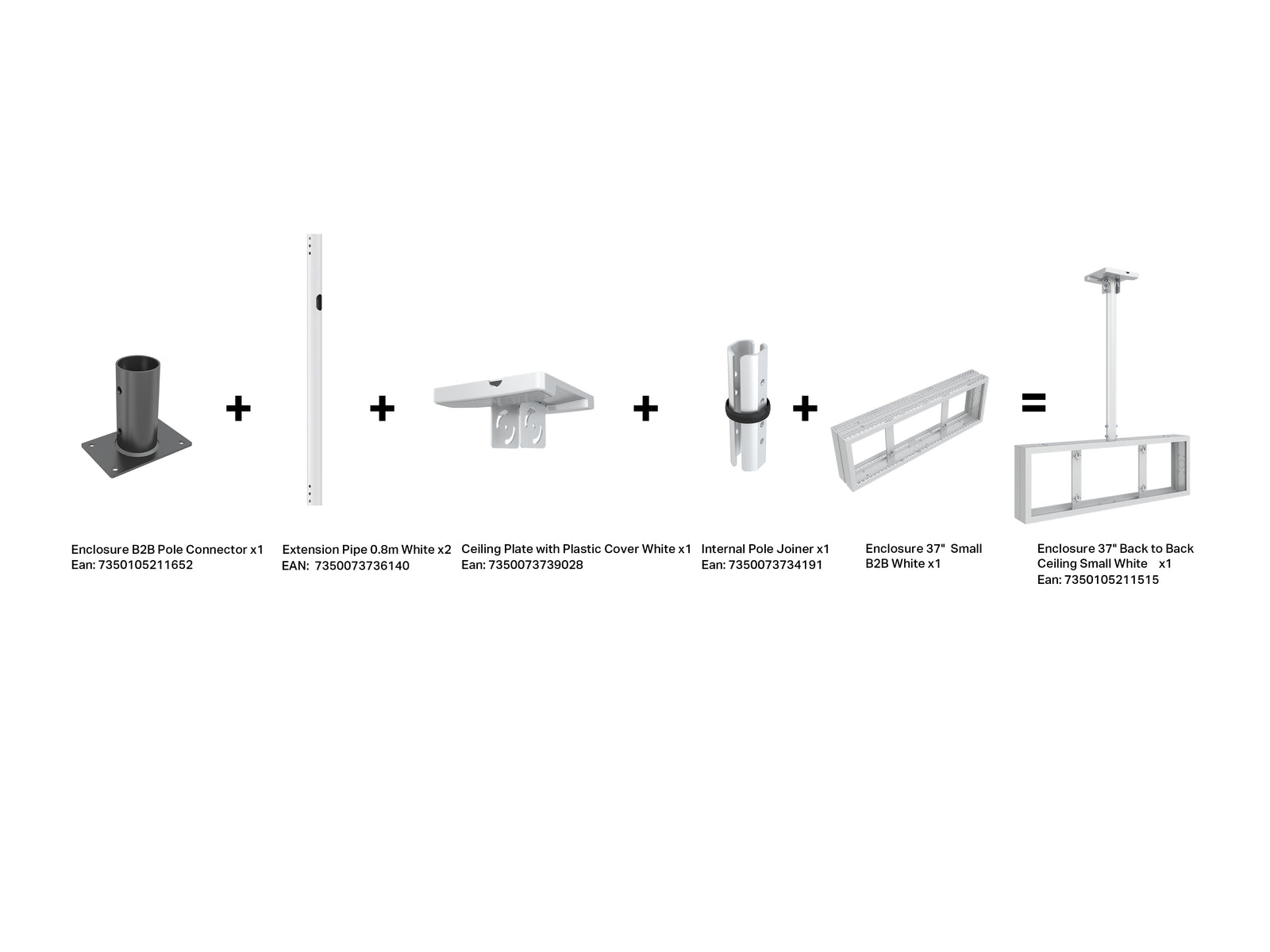 Multibrackets M Pro Series Enclosure 37" Back to Back Mount White Signage Display Enclosures Multibrackets