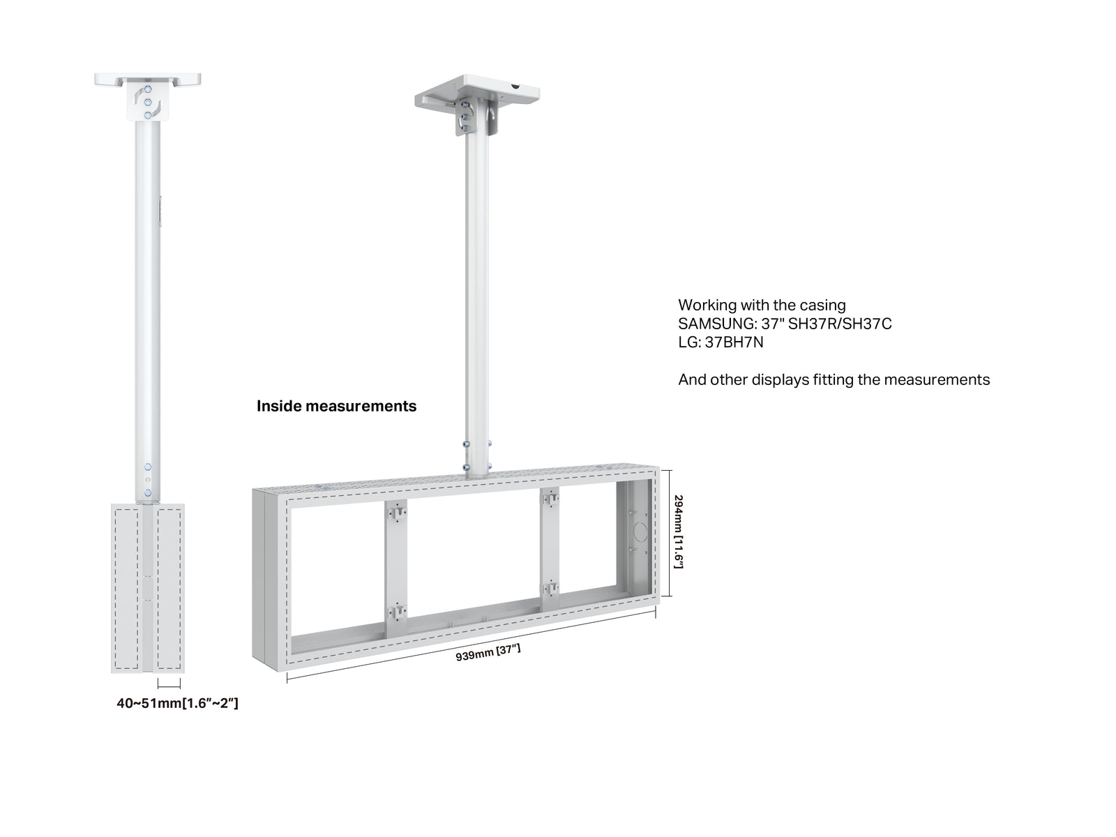 Multibrackets M Pro Series Enclosure 37" Back to Back Mount White Signage Display Enclosures Multibrackets