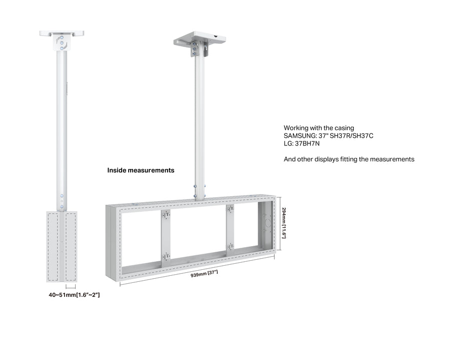 Multibrackets M Pro Series Enclosure 37" Back to Back Mount White Signage Display Enclosures Multibrackets